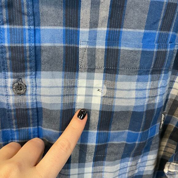 Eddie Bauer Blue Check Lightweight Classic Fit 100% Cotton Long Sleeve Shirt XL - Picture 2 of 6